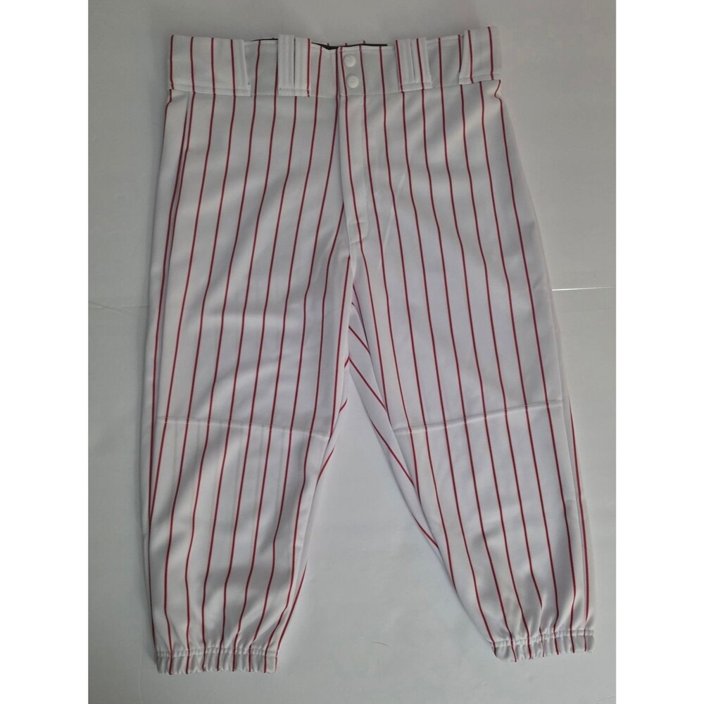 Easton White Athletic Shorts with Red Pinstripes